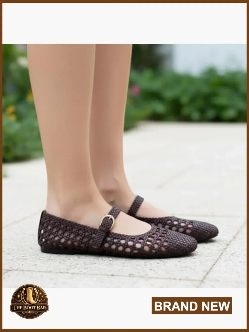 Adjustable Strap Mary Jane Flats, Faux Leather, Size 9W, Cushioned Footbed